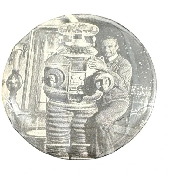 Lost In Space Robot Pins Two 2 1/4" Diameter Pinback TV Show British - Picture 2 of 6